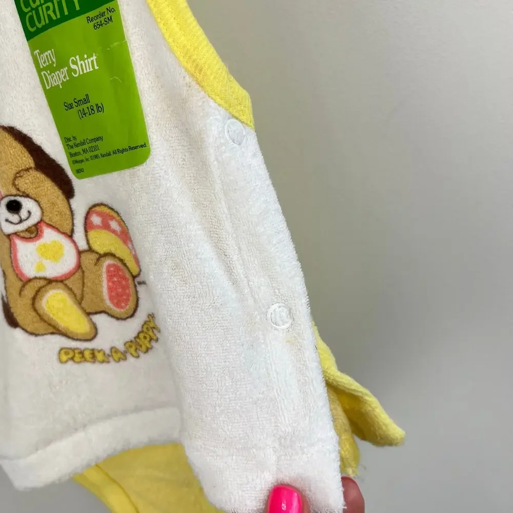 Vintage Curity Peek-A-Puppy Terry Diaper Shirt Set Small NWT